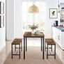_Dining Table Kitchen Table Set 110 x 70 x 75 cm with 2 Benches 97 x 30 x 50 cm Metal Frame Kitchen Living Room Dining Room Industrial Design Vintage Brown Black Image 4