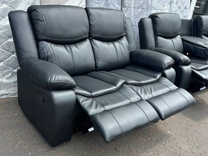 Valerie Black 3+2 Leather Recliner Sofa Set