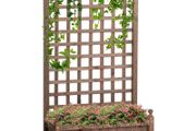 Wooden Raised Garden Bed With Trellis Climbing Vines Indoor &amp; Outdoor Display Rack 64 x 28 x 120 cm