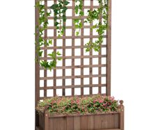 Wooden Raised Garden Bed With Trellis Climbing Vines Indoor & Outdoor Display Rack 64 x 28 x 120 cm