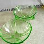 Set of 2 Art Deco 1930s Stolzle Hermanova Uranium Glass Dish Bohemian Image 4