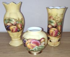 Aynsley Orchard Gold 2 vases and a jar