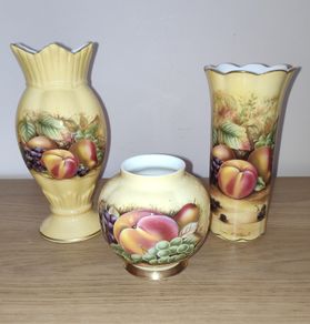 Aynsley Orchard Gold 2 vases and a jar