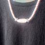 Genuine Noriko cultured pearl & rose quartz necklace with sterling silver clasp Image 2