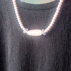 Noriko cultured pearl & rose quartz necklace with sterling silver clasp