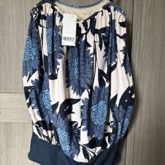 NEXT navy & cream swimsuit (BNWT, 14)