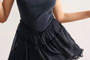 Black/grey frill lace trim playsuit