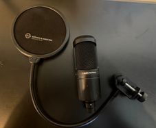 Audio-Technica AT2020  condenser microphone with K&M pop filter