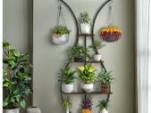 Tall 5 Tier Vase Shape Plant Stand with Hooks Indoor Outdoor Metal Display Shelf 181 cm