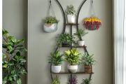Tall 5 Tier Vase Shape Plant Stand with Hooks Indoor Outdoor Metal Display Shelf 181 cm