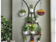 main image for ad Tall 5 Tier Vase Shape Plant Stand with Hooks Indoor Outdoor Metal Display Shelf 181 cm