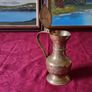 Vintage Solid Brass Art Deco Engraved With Decorations Footed Pitcher With Lid Image 3