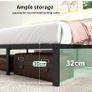 36 cm 4ft6 Double Metal Platform Bed Frames Double with Storage Under Bed/Steel Slats Mattress Base, No Box Spring Needed, Enhanced Support Noise Free,Black Image 4