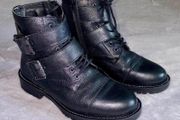 Dune London Pamir Black Reall Leather Biker Boots UK 6 / EU 39 Wide Fit