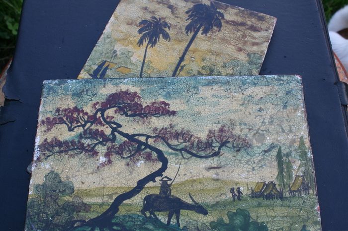 Antique two Asian Paintings 11.4" x 8"   11,5 x 8"
