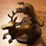 brass prancing stag and deer, Image 3
