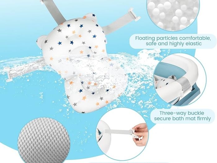Large Foldable Baby Bathtub Baby Bath Tub with Cushion Pad, Non-Slip Support Leg, Collapsible Tub for Toddler Baby Kids Bathing - Childrens Travel Shower Bath Tubs | Shampoo Cup