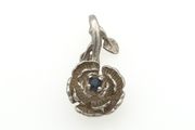 925 Sterling Silver &amp; Blue Sapphire Accent Rose Necklace Charm
