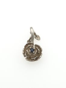 925 Sterling Silver & Blue Sapphire Accent Rose Necklace Charm