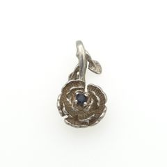 925 Sterling Silver & Blue Sapphire Accent Rose Necklace Charm