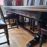 Dark Oak Dining Room Table & 8 Chairs MINT Condition Image 3