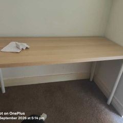 IKEA Desk 160 x 80 cm - Oak Effect Top, White Legs