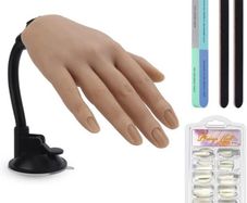 Silicone Practice Hand for Acrylic Nails,Flexible Female Mannequin Hand with Stand Soft False Fake Hands for Nail Training Manicure with 100pcs Practice Nail Tips and 3pcs Professional Nail File LEFT/RIGHT HAND AVAILABLE (FREE POSTAGE)