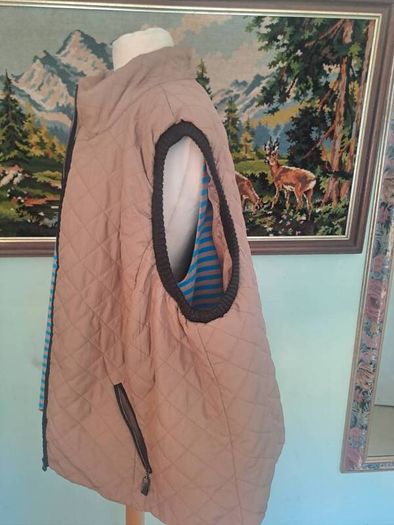 Quilted Isle gilet with knitted arm trim