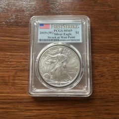 2019-(w) 1 Dollar Silver Eagle Struck At West Point First Strike