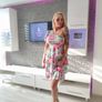 One shoulder green -purple floral dress Image 4