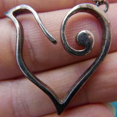 925 Sterling Silver Open Heart, Heart Pendant and Necklace length 10" - 4,0g