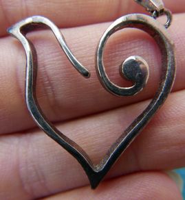925 Sterling Silver Open Heart, Heart Pendant and Necklace length 10" - 4,0g