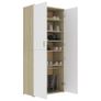 Shoe Cabinet White and Sonoma Oak 80x39x178 cm Chipboard Image 8