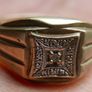 Vintage 9Ct Solid Yellow Gold 375 Diamond Mens Signet Ring 3,5g size S Image 10
