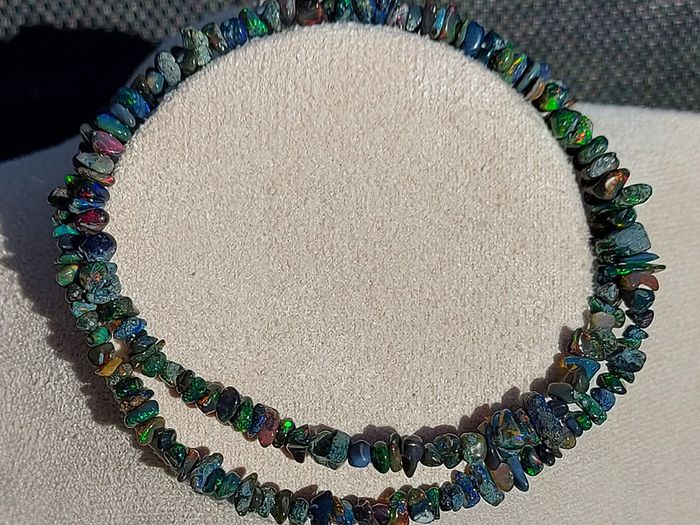 44ct Black Opal Necklace 46cm