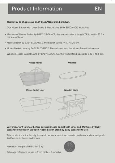 Baby Elegance Moses Basket