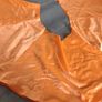 Solid orange satin look piece of fabric with beads Image 5