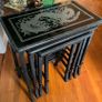 Vintage Oriental Set of 4 Black Lacquered Nest of Tables Image 8