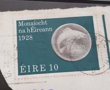 1974 Ireland Commemorative Stamp - 1928 Dolphin Coin (Used)