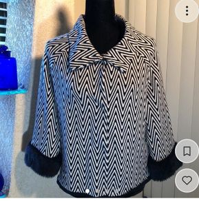 Chico's chevron print vintage jacket with faux fur cuffs.