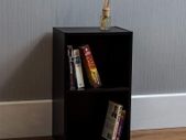 Oxford 2 Tier Cube Bookcase, Black Wooden Shelving Display Storage Unit Office Living Room Furniture