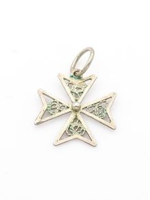 Maltese Cross Sterling Silver Charm Pendant