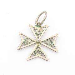 Maltese Cross Sterling Silver Charm Pendant