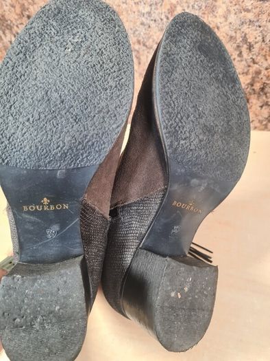 Women's Amy Huberman Bourbon Ankle Boots Heels Grey Leather Suede Size Uk 6 Eu 39