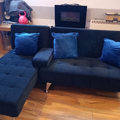Black 3 Seater Sofa Bed with Chaise Lounge