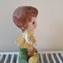 Vintage Figurine girl in yellow dress with turtle Image 2