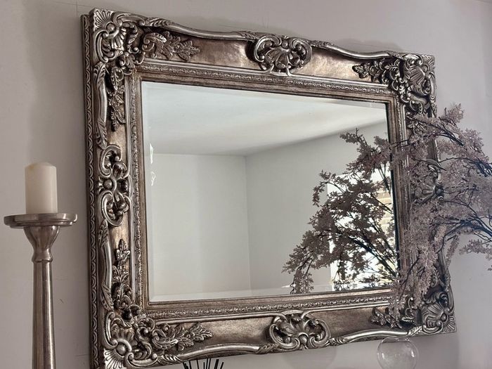 Vintage large champagne/silver mirror