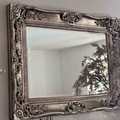 Vintage large champagne/silver mirror