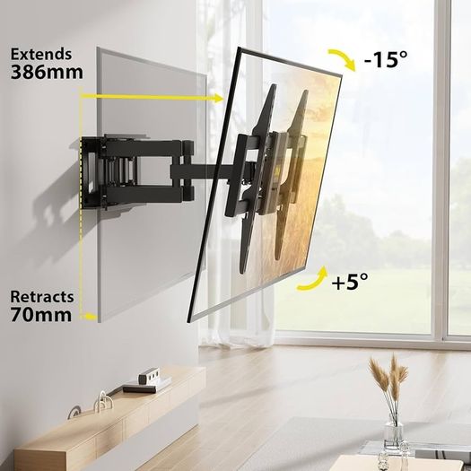 SALE | TV Wall Bracket for Most 37 to 75 Inch 4K LED & OLED TVs up to 45kg, TV Bracket with Dual Articulating Arms, Swivel, Extension & Tilt, TV Wall Mount with Max VESA 600x400mm