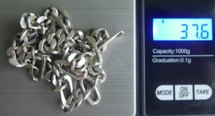 Vintage Sterling Silver 925 Figaro Necklace 20" Long Chain Link Flat Vintage Silver Sterling Gift Men 37,6g